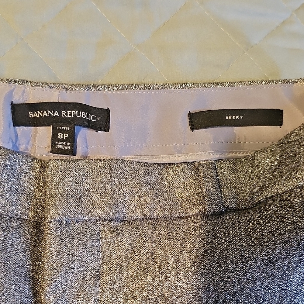 Banana Republic Metallic Silver Pants, Size 8P - Picture 2 of 6